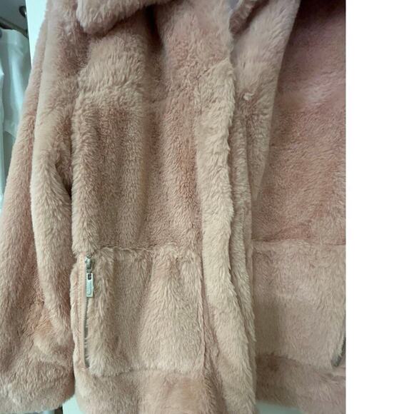 JOUJOU Faux Fur Dusty Pink Boxy Coat Size XL - Picture 5 of 12